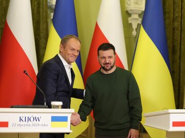 Premier Donald Tusk i prezydent Ukrainy Wołodymyr Zełenski