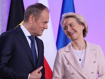 Premier Donald Tusk i przewodnicząca Komisji Europejskiej Ursula von der Leyen