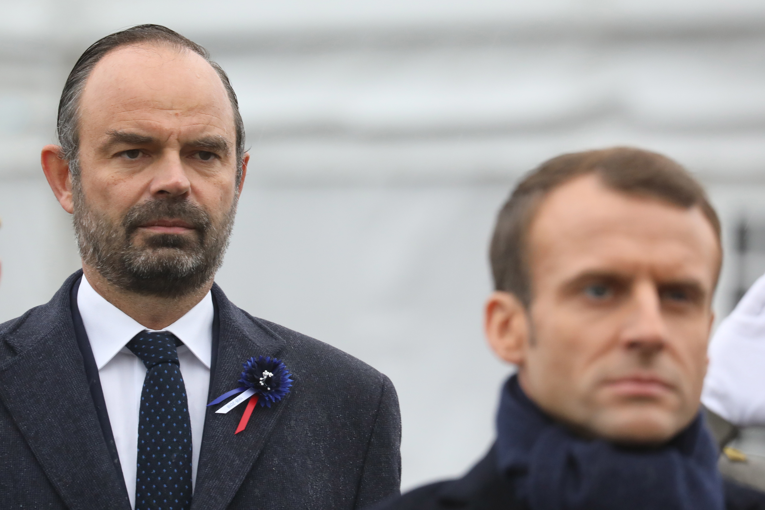 Premier Francji Édouard Philippe oraz prezydent Emmanuel Macron