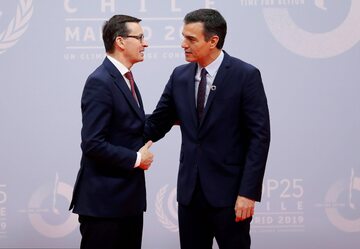 Premier Mateusz Morawiecki i premier Hiszpanii Pedro Sanchez