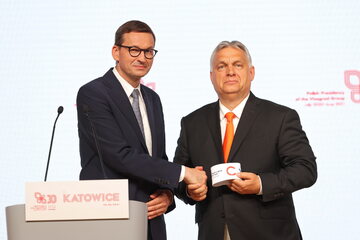 Premier Mateusz Morawiecki i premier Węgier Viktor Orban w Katowicach