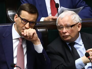 Premier Mateusz Morawiecki i prezes PiS Jarosław Kaczyński w Sejmie