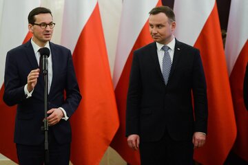 Premier Mateusz Morawiecki i prezydent Andrzej Dud