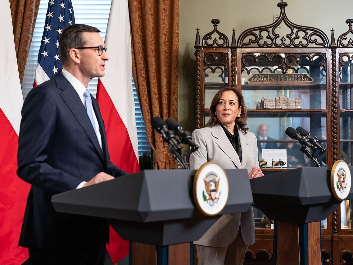 Premier Mateusz Morawiecki i wiceprezydent USA Kamala Harris