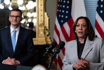 Premier Mateusz Morawiecki i wiceprezydent USA Kamala Harris