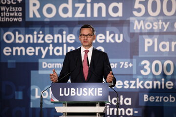 Premier Mateusz Morawiecki na konwencji regionalnej PiS w Zielonej Górze