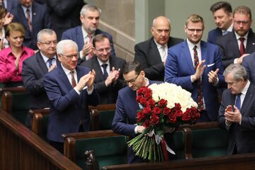 Premier Mateusz Morawiecki po wygłoszonym przez premiera expose