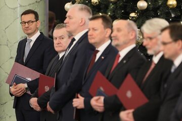 Premier Mateusz Morawiecki podczas uroczystości zaprzysiężenia rządu