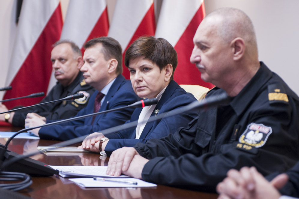 Premier Beata Szydło podczas odprawy z komendantami wojewódzkimi PSP