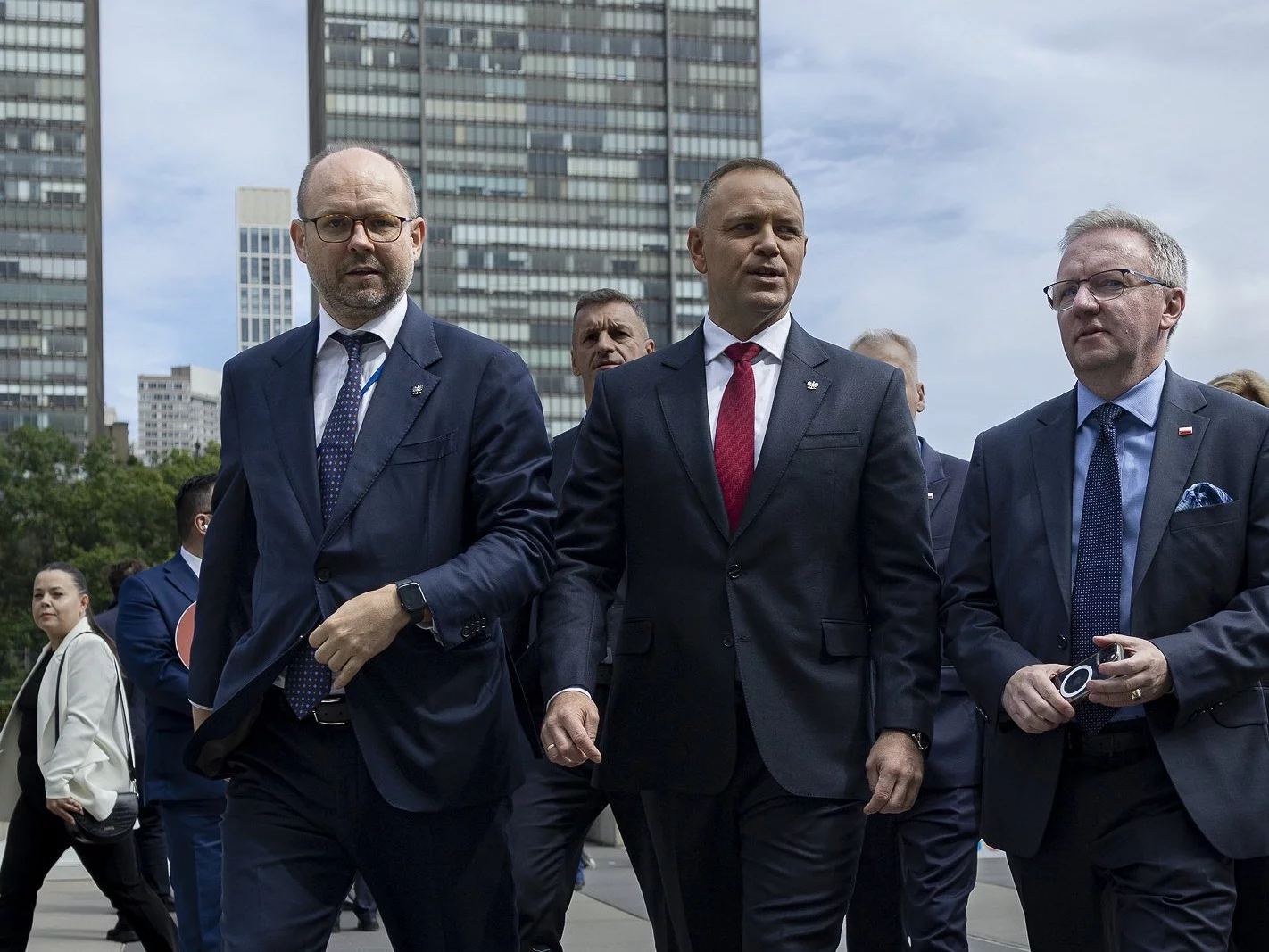 Marcin Przydacz, Karol Nawrocki i Krzysztof Szczucki w Nowym Jorku