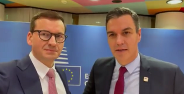 Premier Polski Mateusz Morawiecki i premier Hiszpanii Pedro Sánchez