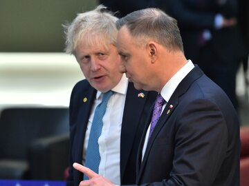 Premier Wielkiej Brytanii Boris Johnson i prezydent Andrzej Duda