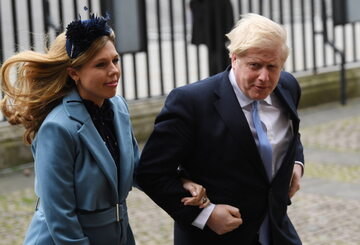 Premier Wielkiej Brytanii Boris Johnson z narzeczoną Carrie Symonds
