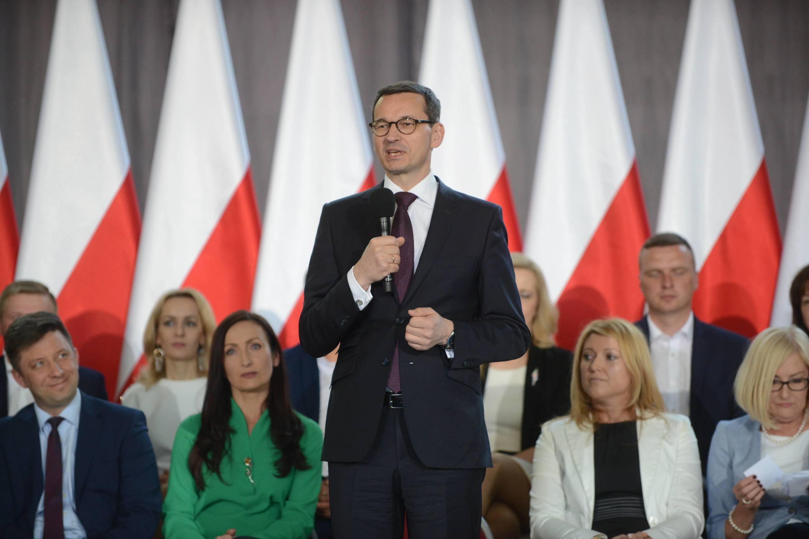 Premier Mateusz Morawiecki podczas spotkania z mieszkańcami Garwolina