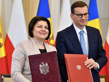 Premierzy Polski Mateusz Morawiecki i Republiki Mołdawii Natalia Gavrilita