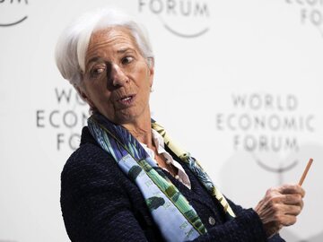 Prezes Europejskiego Banku Centralnego Christine Lagarde podczas WEF 2023 w Davos.