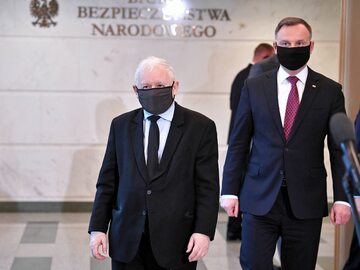 Prezes PiS Jarosław Kaczyński i prezydent Andrzej Duda
