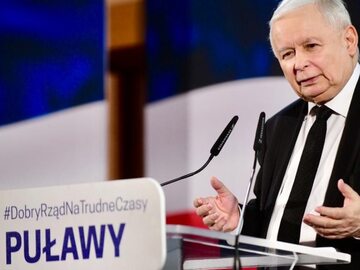 Prezes PiS Jarosław Kaczyński w Puławach