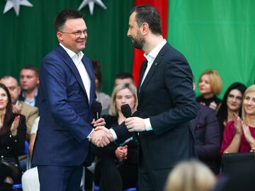 Prezes PSL Władysław Kosiniak-Kamysz (P) i lider Polski 2050 Szymon Hołownia