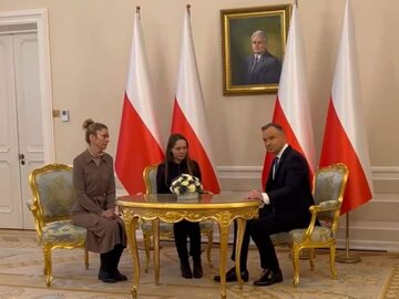 Prezydent Andrzej Duda, Barbara Kamińska i Roma Wąsik