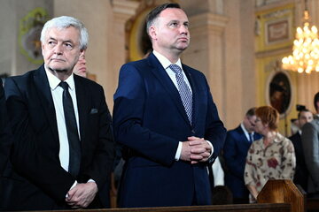Prezydent Andrzej Duda i ambasador RP na Ukrainie Jan Piekło