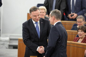 Prezydent Andrzej Duda i były marszałek Senatu Tomasz Grodzki