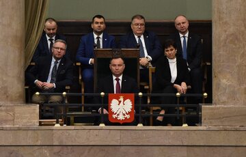 Prezydent Andrzej Duda i jego współpracownicy w Sejmie