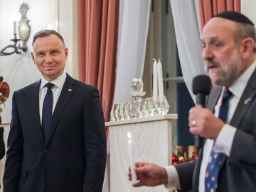 Prezydent Andrzej Duda i rabin Michael Schudrich