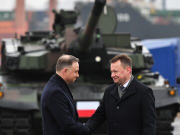 Prezydent Andrzej Duda i wicepremier, minister obrony narodowej Mariusz Błaszczak
