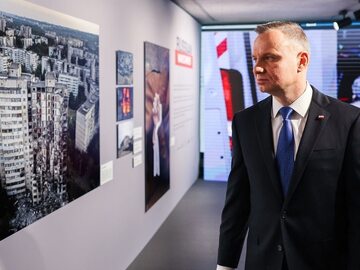 Prezydent Andrzej Duda na otwarciu wystawy nt. rosyjskich zbrodni wojennych na Ukrainie
