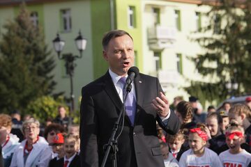 Prezydent Andrzej Duda podczas spotkania z mieszkańcami Krosna Odrzańskiego
