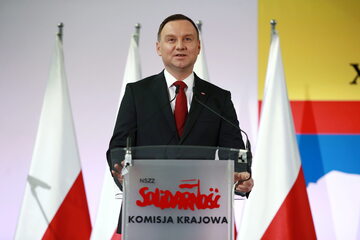 Prezydent Andrzej Duda przemawia podczas XXVIII Krajowego Zjazdu Delegatów NSZZ "Solidarność"
