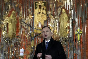 Prezydent Andrzej Duda w kościele św. Brygidy w Gdańsku