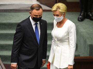 Prezydent Andrzej Duda wraz z małżonką w Sejmie