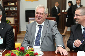Prezydent Czech Milosz Zeman podczas wizyty w polskim Sejmie
