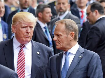 Prezydent Donald Trump i szef Rady Europejskiej Donald Tusk