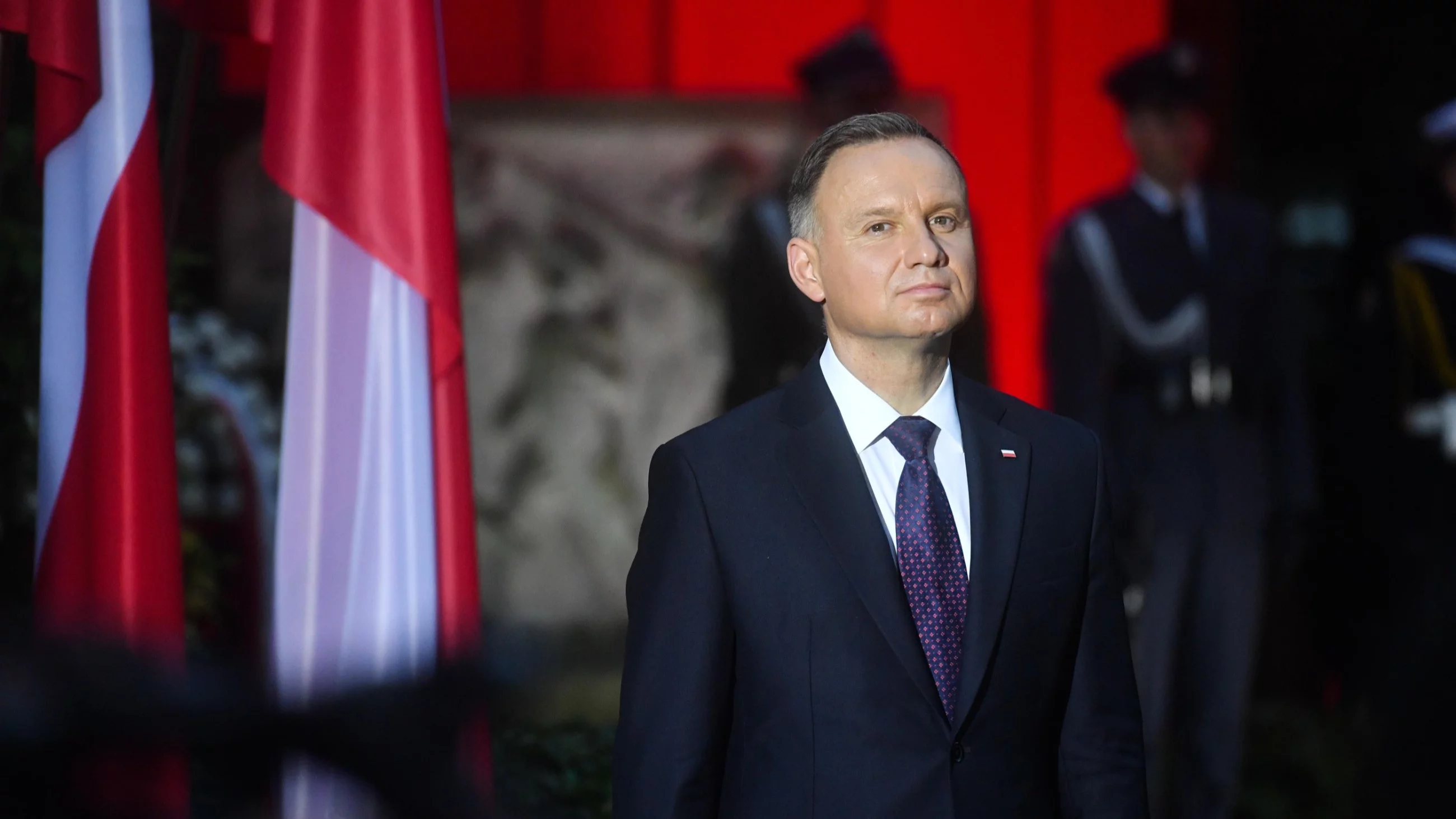 Prezydent RP Andrzej Duda uczestniczy na Cmentarzu Wojskowym na Powązkach w Warszawie, 14 bm. w Apelu Pamięci przed Pomnikiem Poległych w 1920 r.