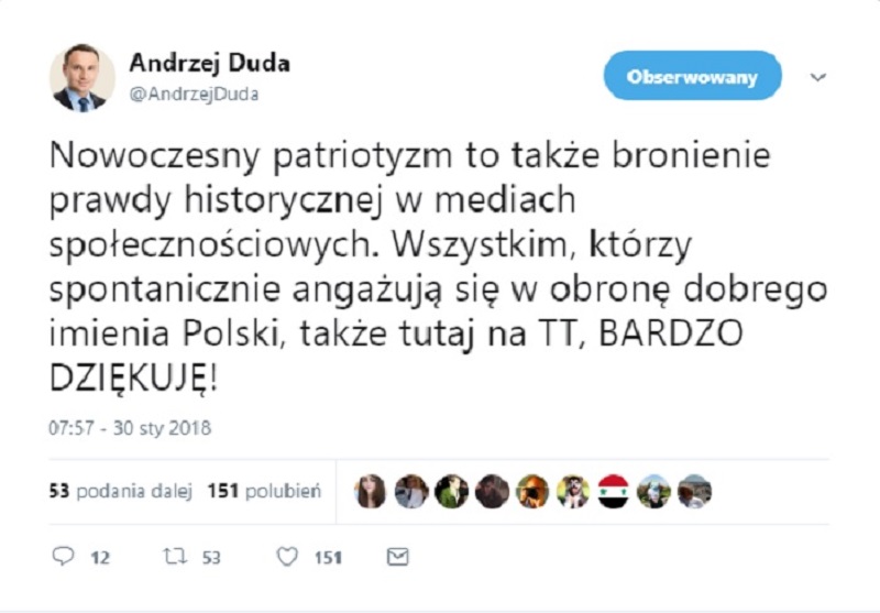 Prezydent dziękuje internautom
