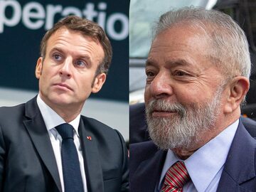 Prezydent Francji Emmanuel Macron / prezydent Brazylii Luiz Inacio Lula da Silva