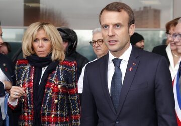 Prezydent Francji Emmanuel Macron z żoną Brigitte Macron