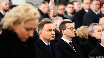 Prezydent i premier podczas pogrzebu Pawła Adamowicza
