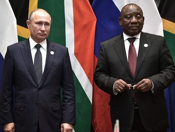 Prezydent Rosji Władimir Putin i prezydent RPA Cyryl Ramaphosa