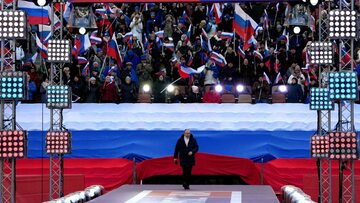 Prezydent Rosji Władimir Putin. Koncert z okazji 8. rocznicy aneksji (wg. Kremla zjednoczenia) Krymu z Rosją