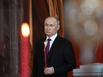 Prezydent Rosji Władimir Putin na nabożeństwie w moskiewskim soborze
