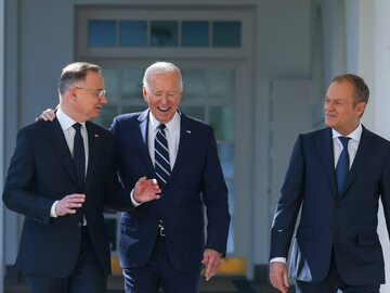 Prezydent RP Andrzej Duda, prezydent USA Joe Biden i premier RP Donald Tusk
