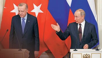 Prezydent Turcji Recep Tayyip Erdogan (z lewej) i prezydent Rosji Władimir Putin