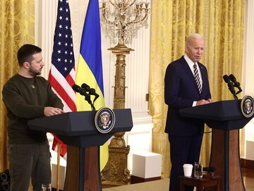 Prezydent Ukrainy Wołodymyr Zełenski i prezydent USA Joe Biden w Waszyngtonie