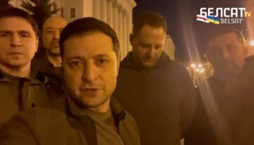 Prezydent Ukrainy Wołodymyr Zełenski i przedstawiciele władz w Kijowie przed atakiem Rosji. 25.02.2022 r.