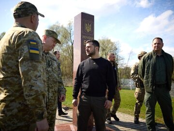 Prezydent Ukrainy Wołodymyr Zełenski podczas wizyty na Wołyniu