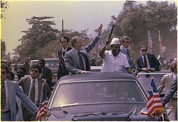 Prezydent USA Carter i prezydent Liberii Tolbert w Monrowii
